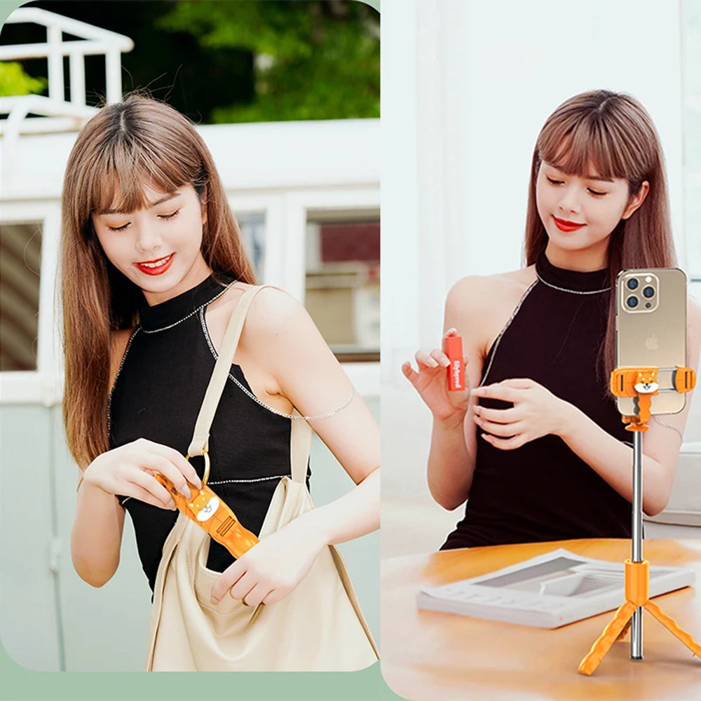 Selfie Stick Bluetooth Techsuit KT01, Universel, Orange