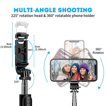 Selfie Stick Bluetooth Techsuit Q02, Universal, Schwarz
