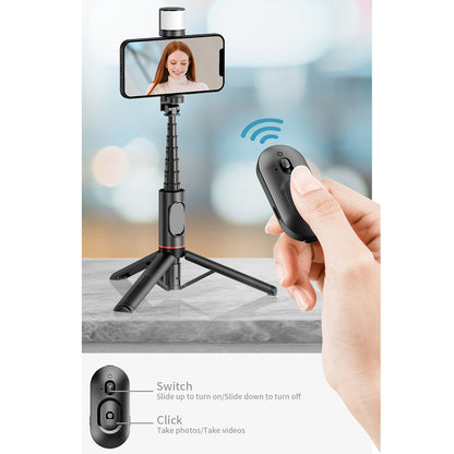 Selfie Stick Bluetooth Techsuit Q12S, Universal, Schwarz