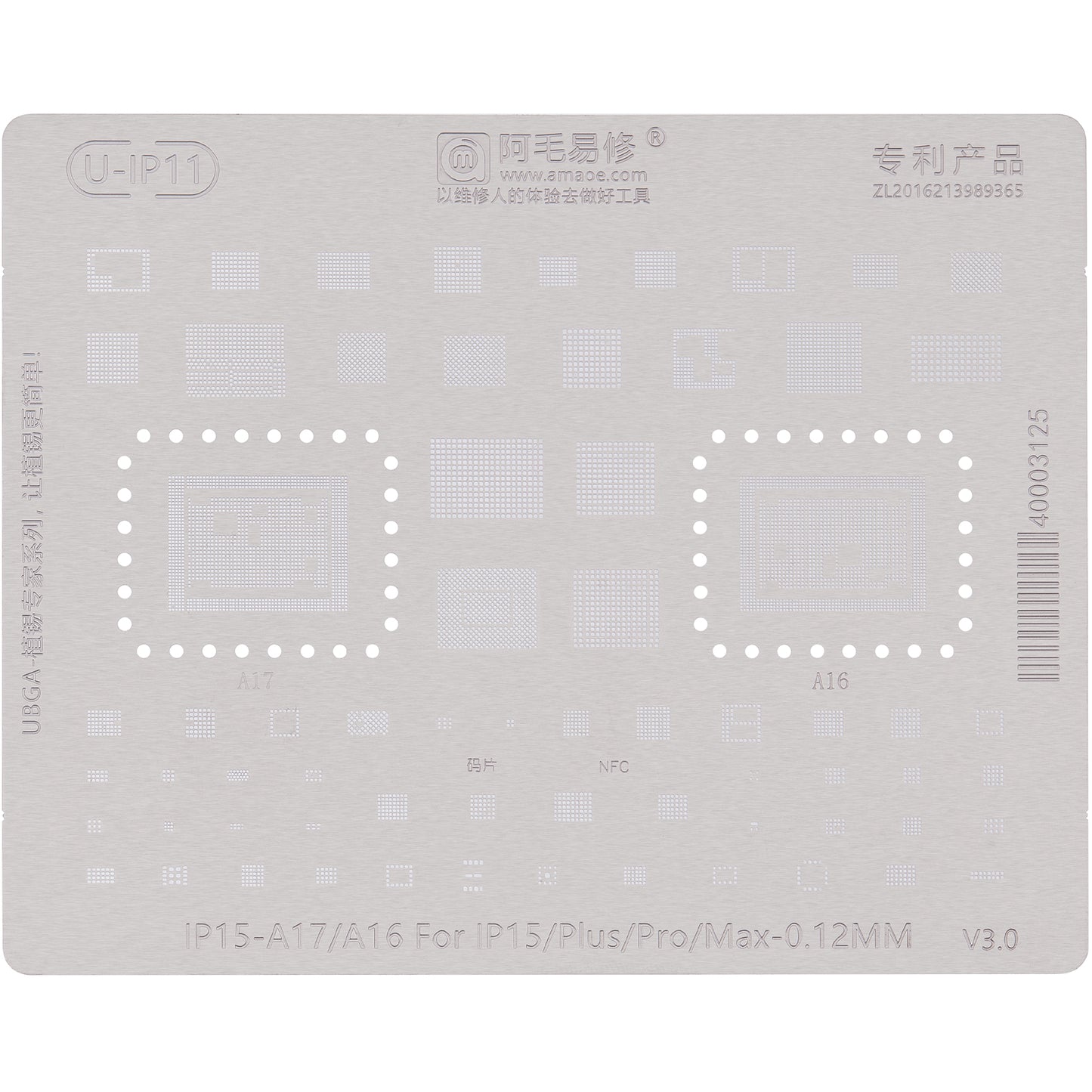 BGA-Schablone Amaoe U-IP11 für Apple iPhone 15 Serie