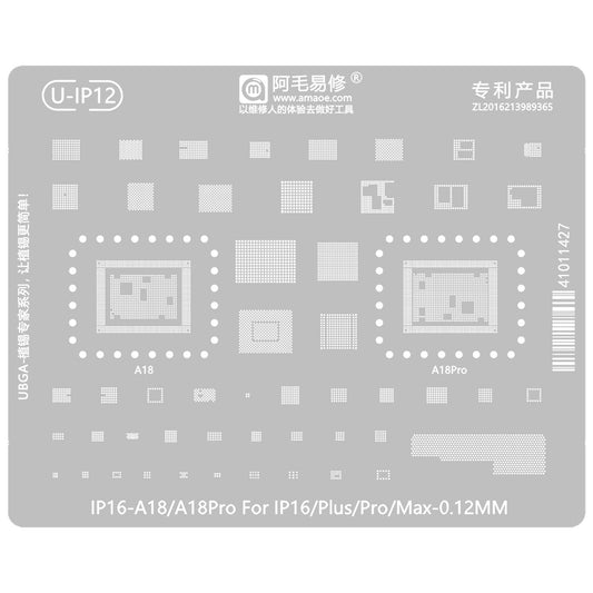Tampon BGA Amaoe U-IP12 pour Apple iPhone 16 Series, CPU / Baseband / IC