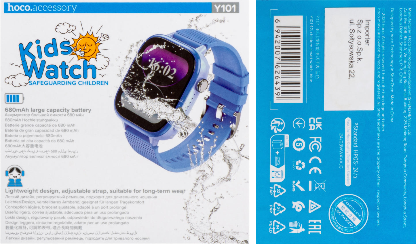 Smartwatch HOCO Y101 Kids Call, Bleu