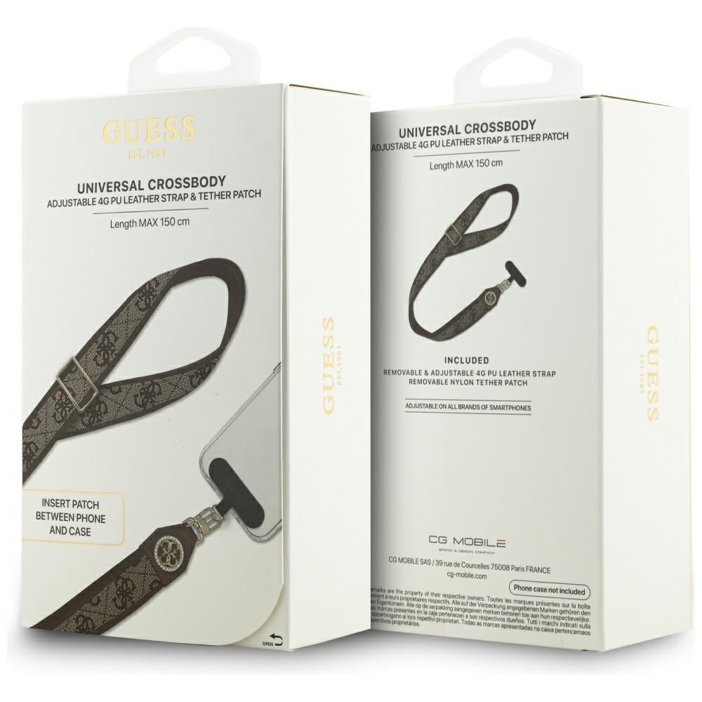 Guess 4G Strass Metall Logo Telefonkordel, Braun