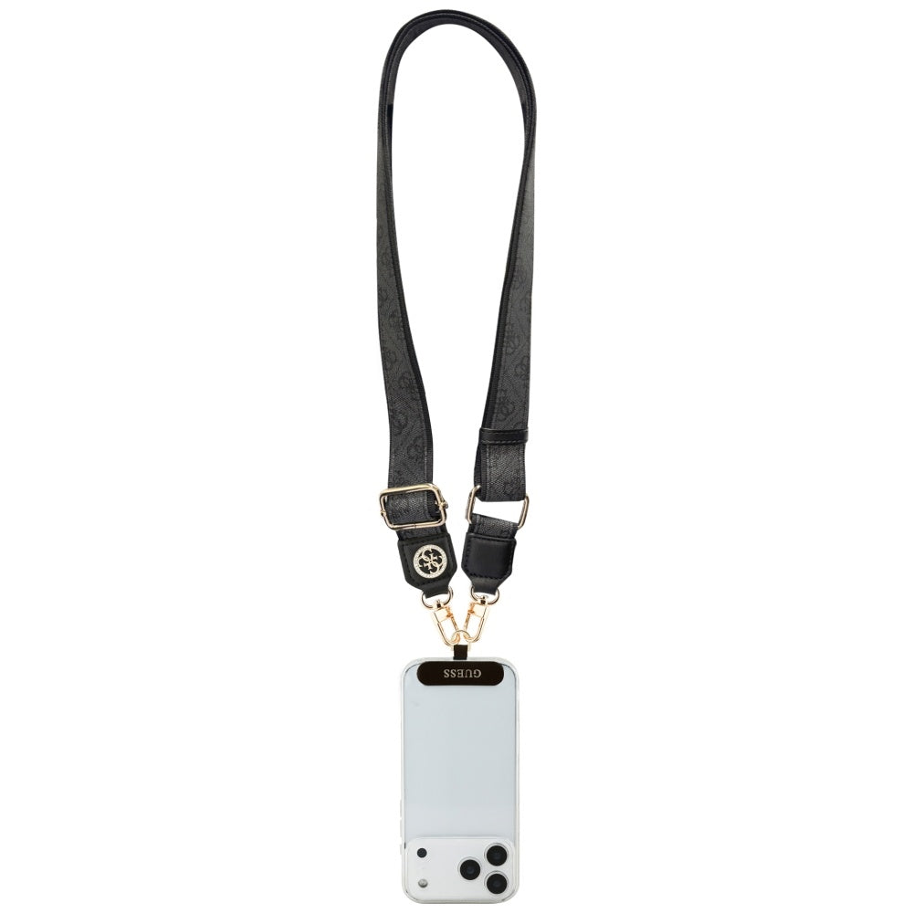 Cordon Téléphone Guess 4G Strass Logo Métallique, Noir