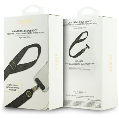 Cordon Téléphone Guess 4G Strass Logo Métallique, Noir