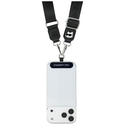 Karl Lagerfeld Choupette Metall-Logo Telefonkordel, Schwarz