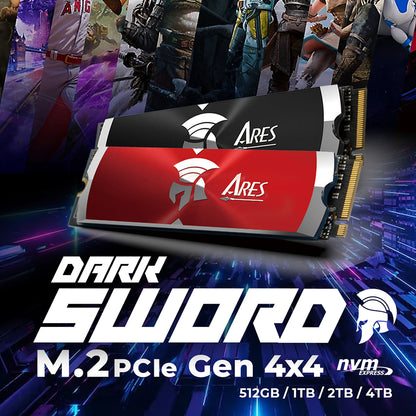 Solid State Drive (SSD) Dato Ares Dark Sword, NVME 1.4, PCIE Gen4x4, 1TB, Rot ARSDSR-1TB