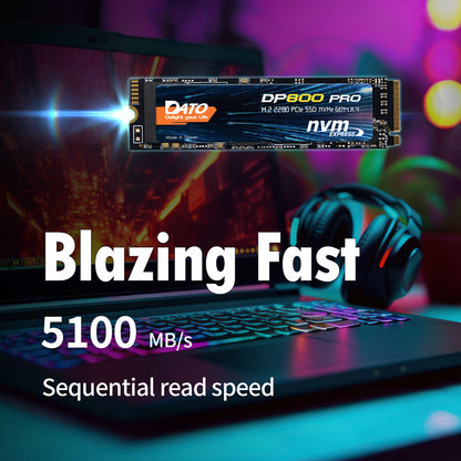 Solid State Drive (SSD) Dato DP800 Pro, NVME M.2 2280, PCIe, 4TB, Noir DP800PSSD-4TB
