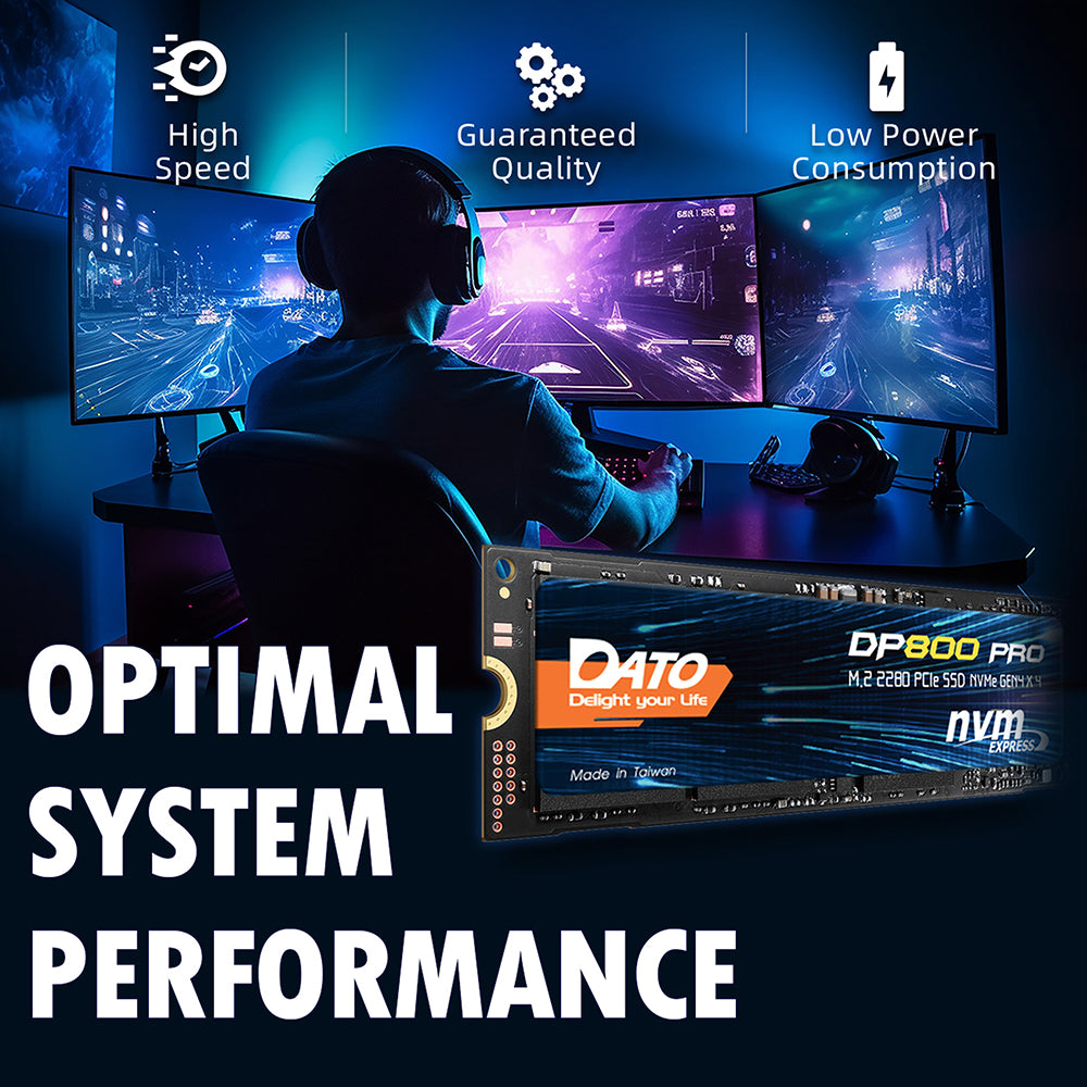 Solid State Drive (SSD) Dato DP800 Pro, NVME M.2 2280, PCIe, 4TB, Noir DP800PSSD-4TB