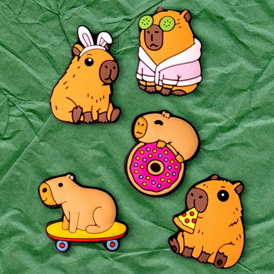 3D OEM Capybara Aufkleber für Handyhülle / Tablet, 5 Stück Set, Mehrfarbig