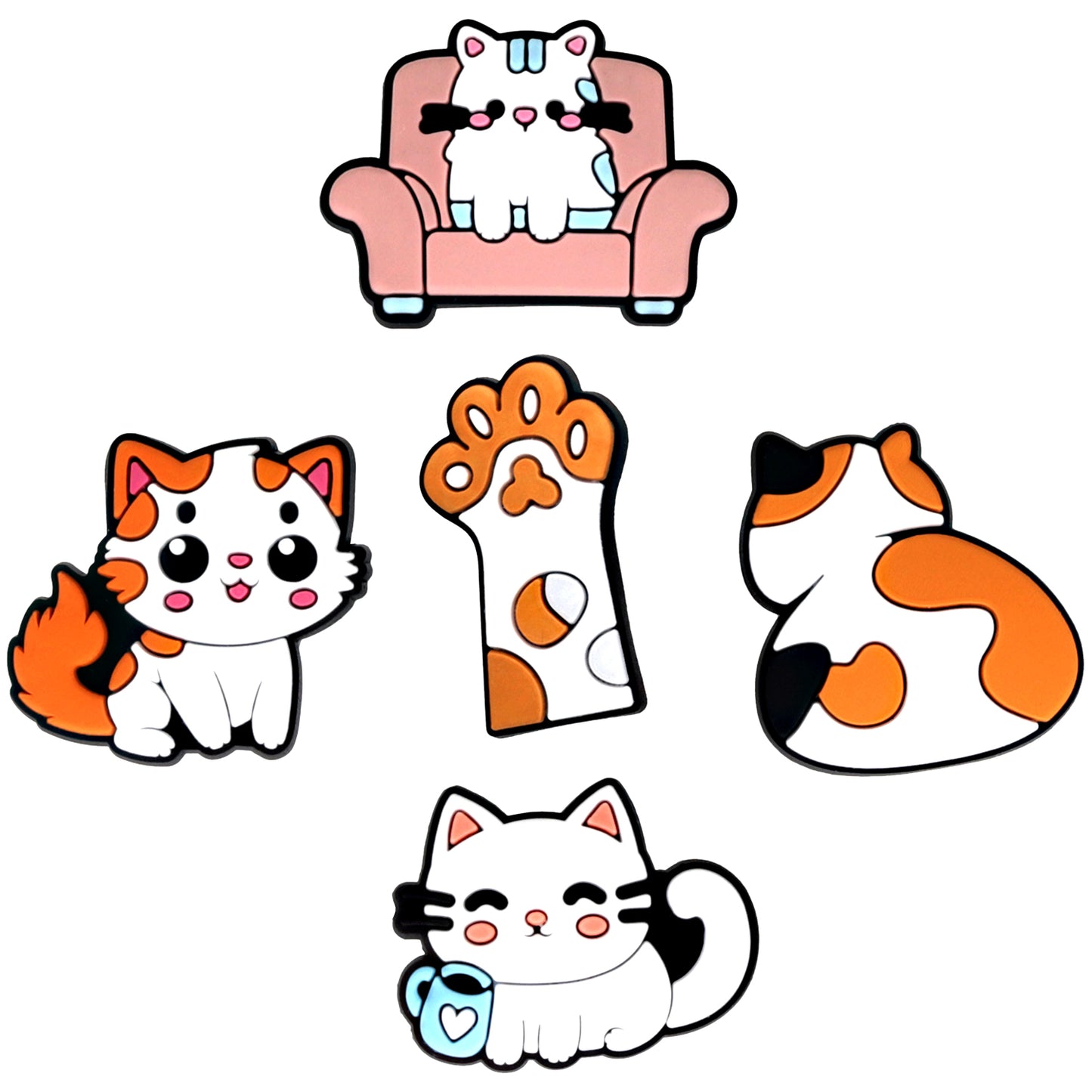 3D OEM Katzensticker für Handy-/Tablet-Hülle, 5er-Set, Mehrfarbig