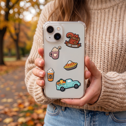 Autocollants 3D OEM Pumpkin Spice pour coque de téléphone / tablette, lot de 5, multicolores