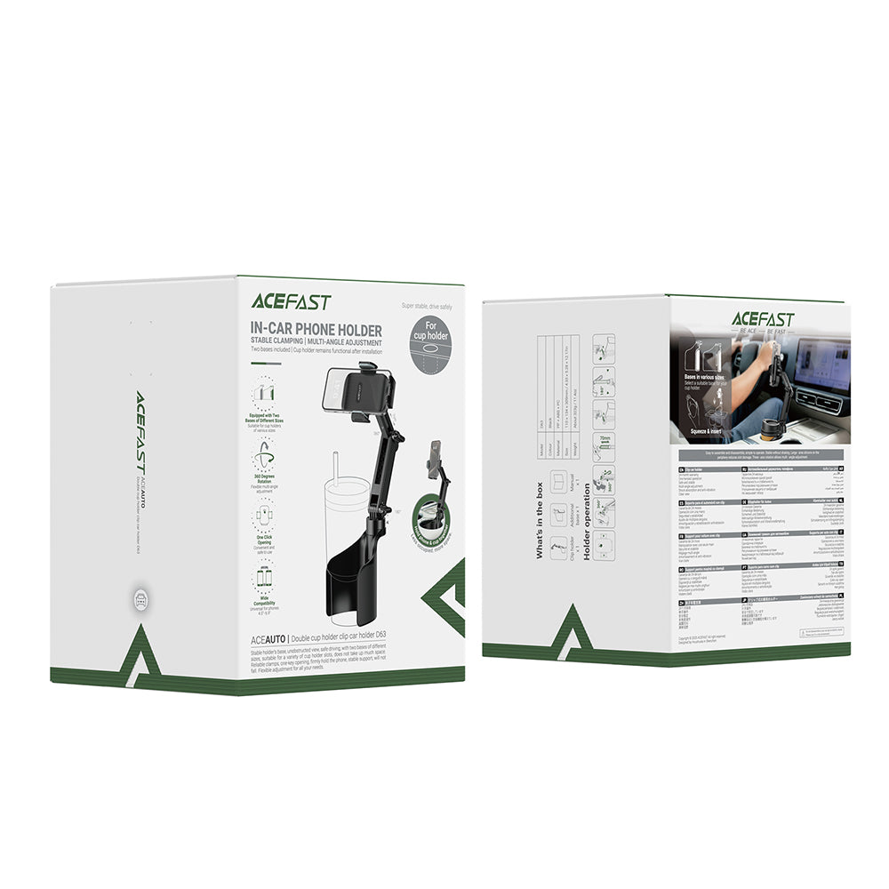 Support Auto Acefast D63, 4.7 pouces - 6.9 pouces, Noir