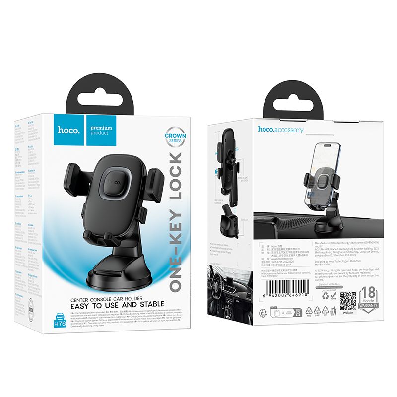 Support Auto HOCO H76, Universel, Noir