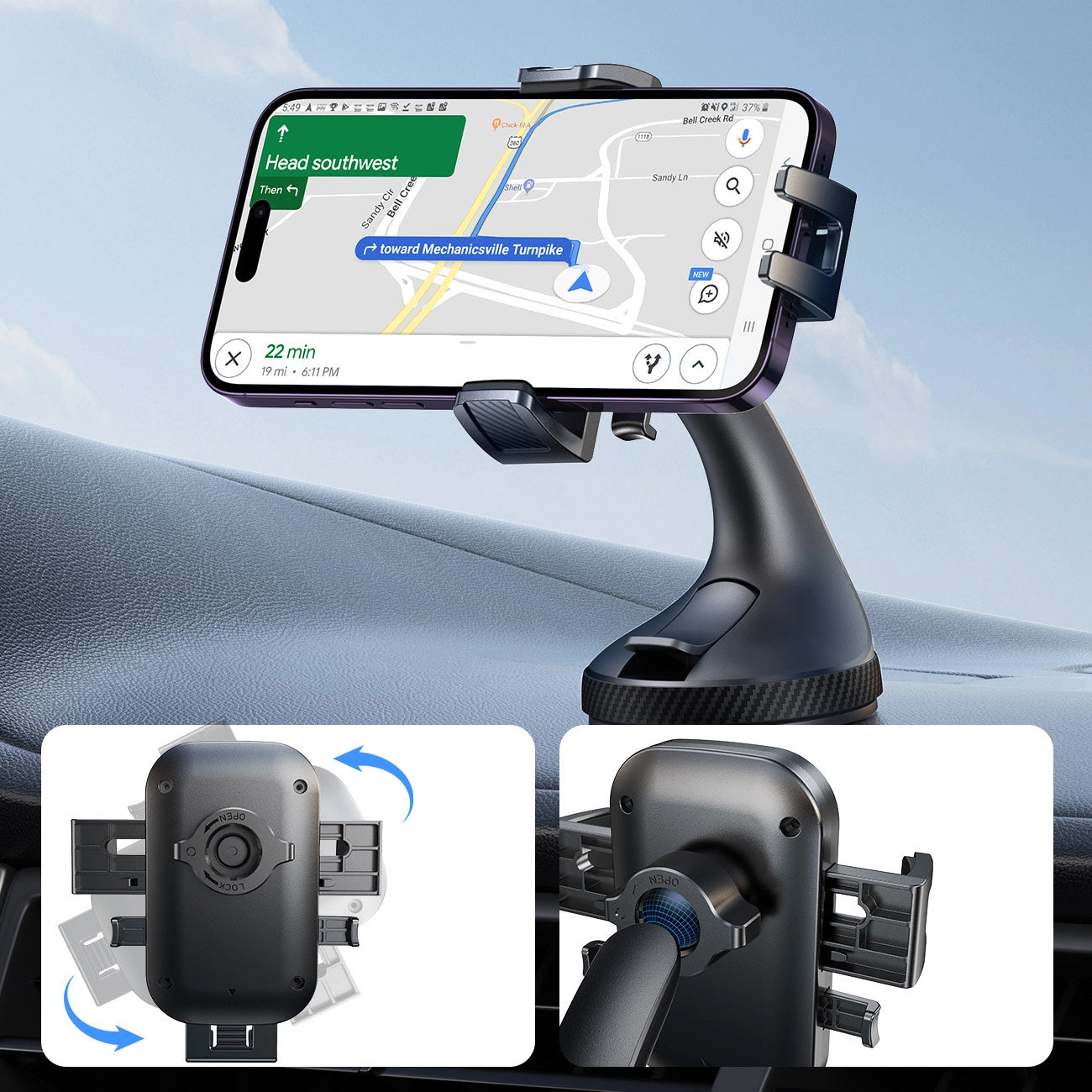 Support Auto Joyroom JR-OK6 Dash, 4.7 pouces - 6.8 pouces, Noir