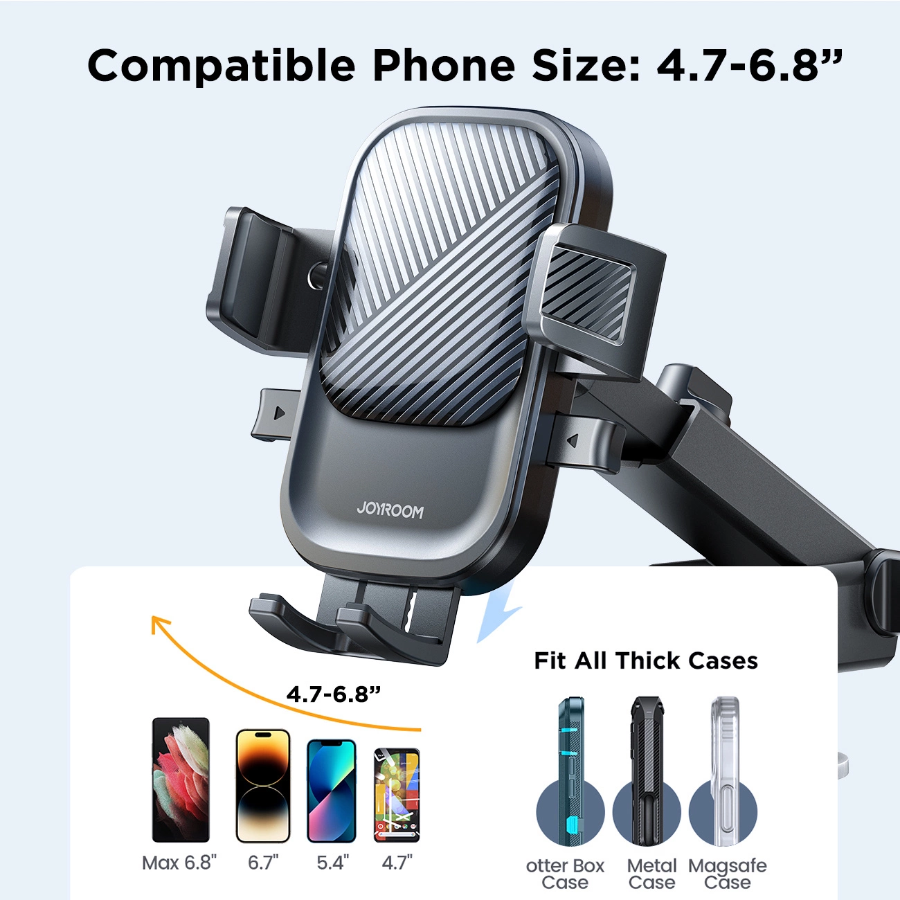 Joyroom JR-OK6 Dash 2 Car Mount, 4.7inch - 6.8inch, Black