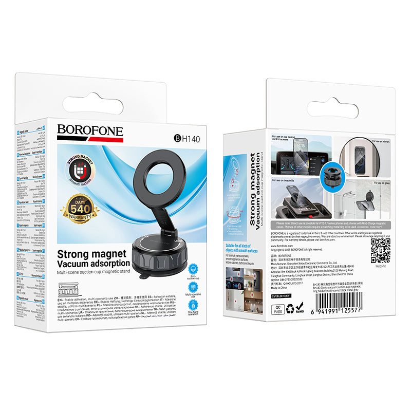 Support Auto Magnétique Borofone BH140 Gloria, 4,5 pouces - 7 pouces, Noir