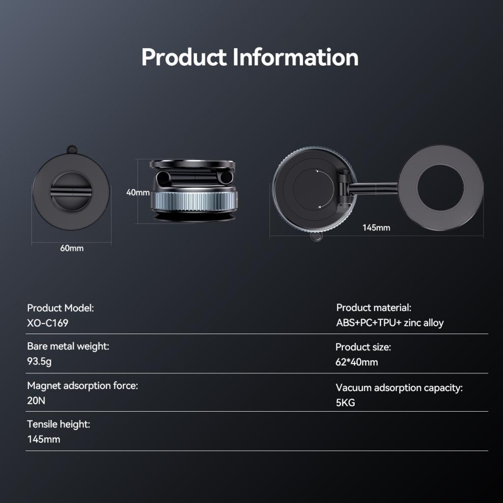 Support Auto Magnétique XO Design C169, Universel, Noir