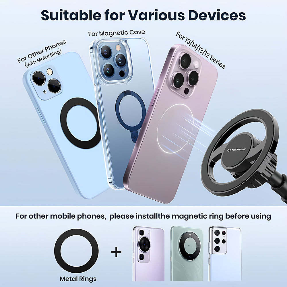 Support Auto Magnétique Techsuit S12, Universel, Noir