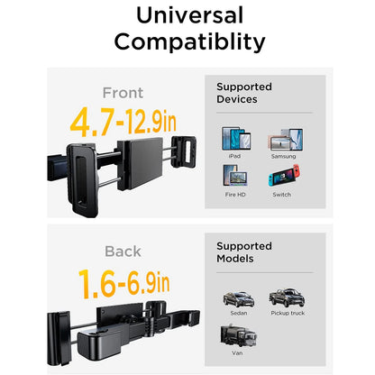 Auto-Kopfstützenhalter Lisen für Telefon / Tablet, 4,7 Zoll - 12,9 Zoll, Schwarz YL0221030002
