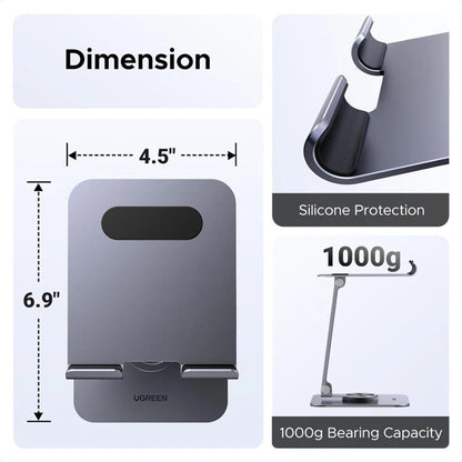 Support de bureau UGREEN LP894 (45860) pour téléphone / tablette, 4 pouces - 13 pouces, Gris