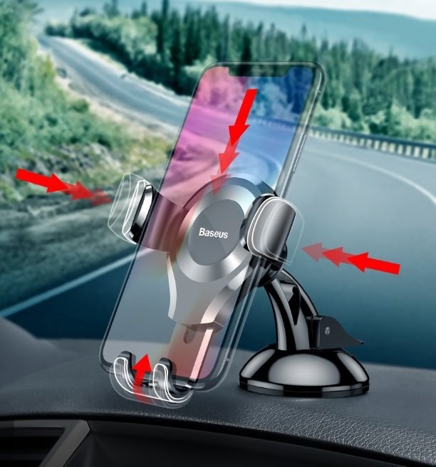 Baseus Osculum Gravity Car Mount, 63mm - 85mm, SUYL-XP01 Black