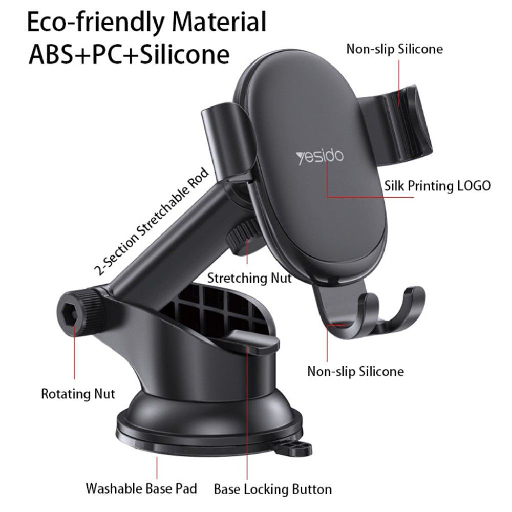 Autohalterung Yesido C120, 4 Zoll - 6,5 Zoll, Schwarz