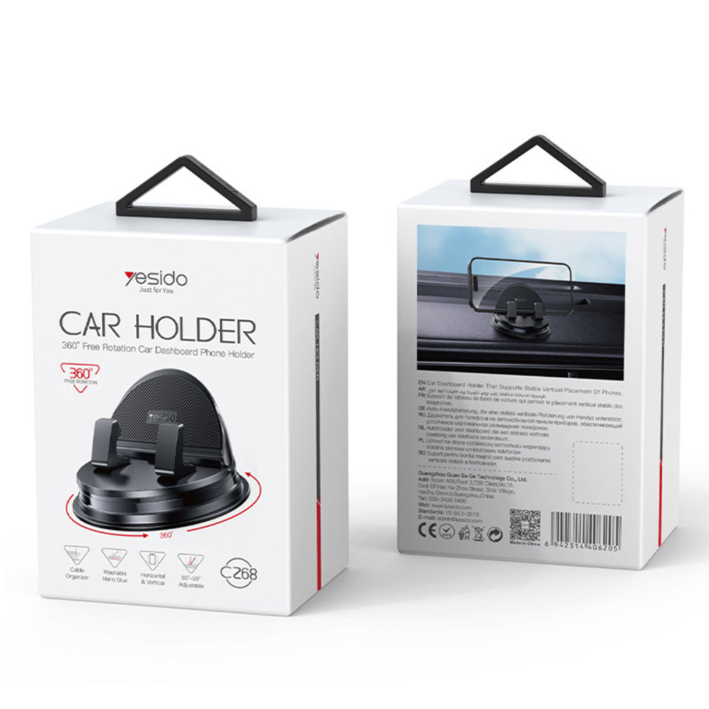 Support Auto Yesido C268, 4 pouces - 8 pouces, Noir