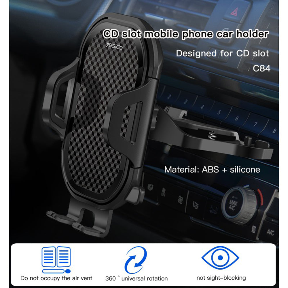 Support Auto Yesido C84, 4.7 pouces - 7.4 pouces, Noir