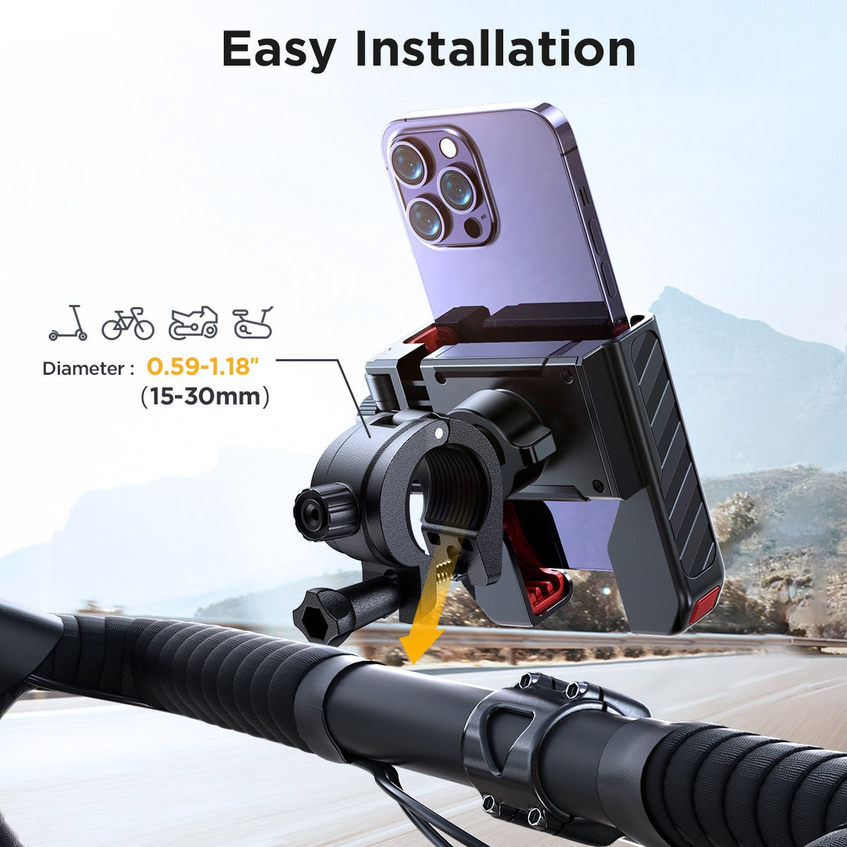 Fahrradhalterung Joyroom JR-ZS266, 4,7 Zoll - 7 Zoll, Schwarz