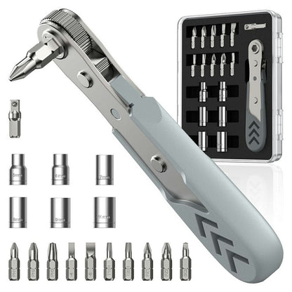 Axth Ratchet Screwdriver, 17in1, Gray