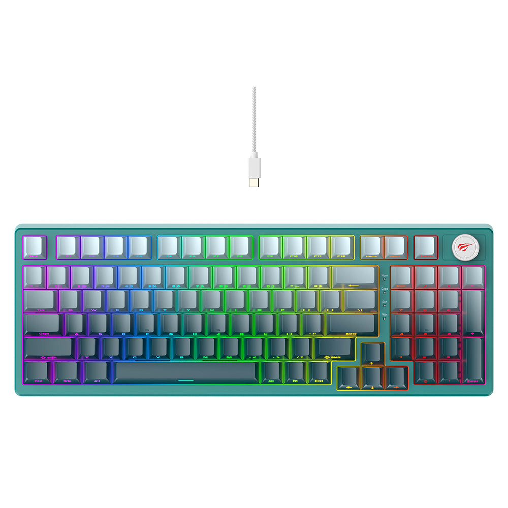 Clavier Gaming HAVIT KB899L, RGB, 1.8m, Blanc Vert