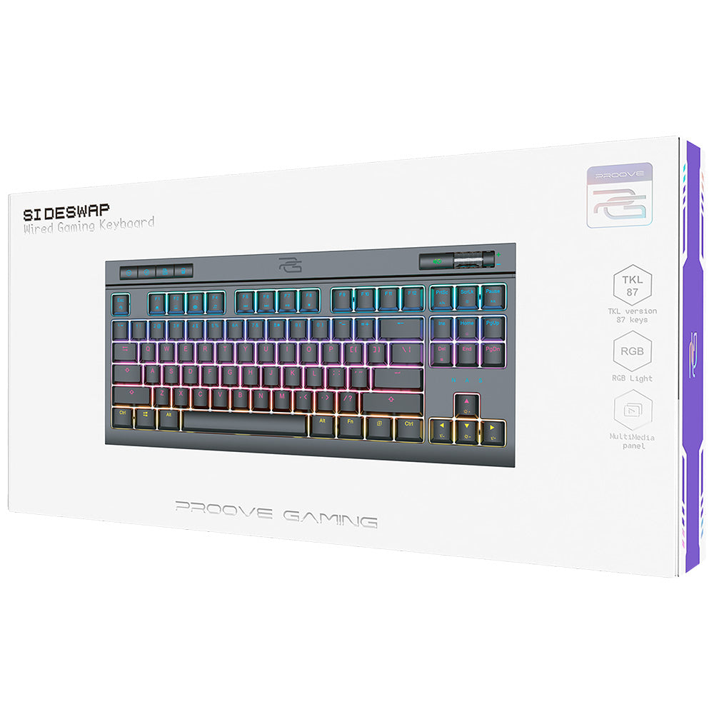 Gaming-Tastatur Wired USB Proove Sideswap, RGB, 1,5m, Schwarz CKSIEN00022401