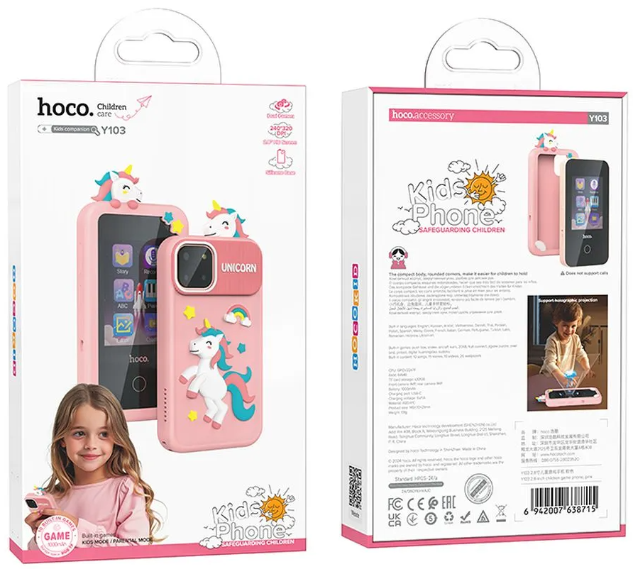 Téléphone Mobile HOCO Y103 Kids, Écran 2.8 pouces, Rose