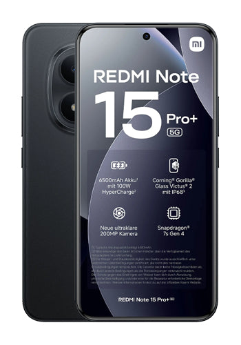 Téléphone Mobile Xiaomi Redmi Note 15 Pro+ 5G, 512GB, 12GB, Noir MZB0LW2EU