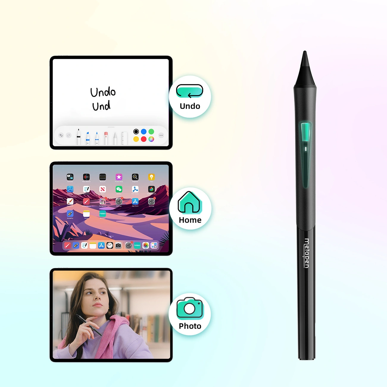 Stylet Metapen D1 pour Apple iPad, Version Active, Noir ME-APP452