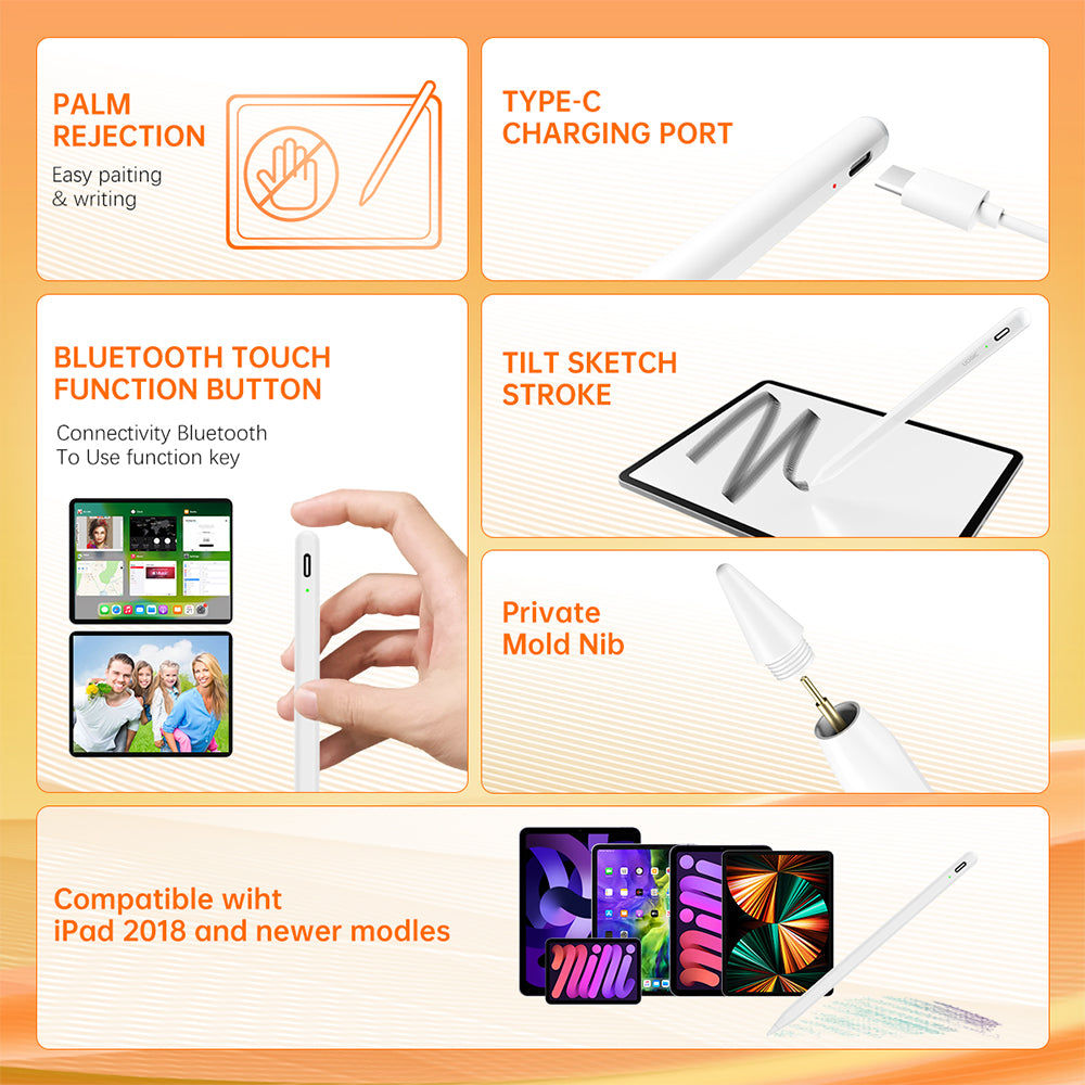 Touch Pen Techsuit AC10-CP for Apple iPad, Active Version, White