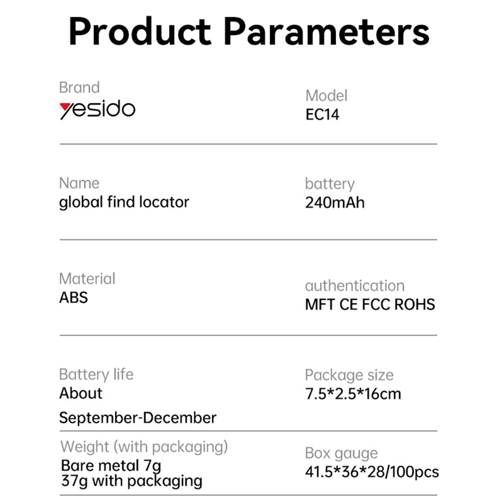 Yesido SmartTag EC14 für iOS-Serie, Weiß